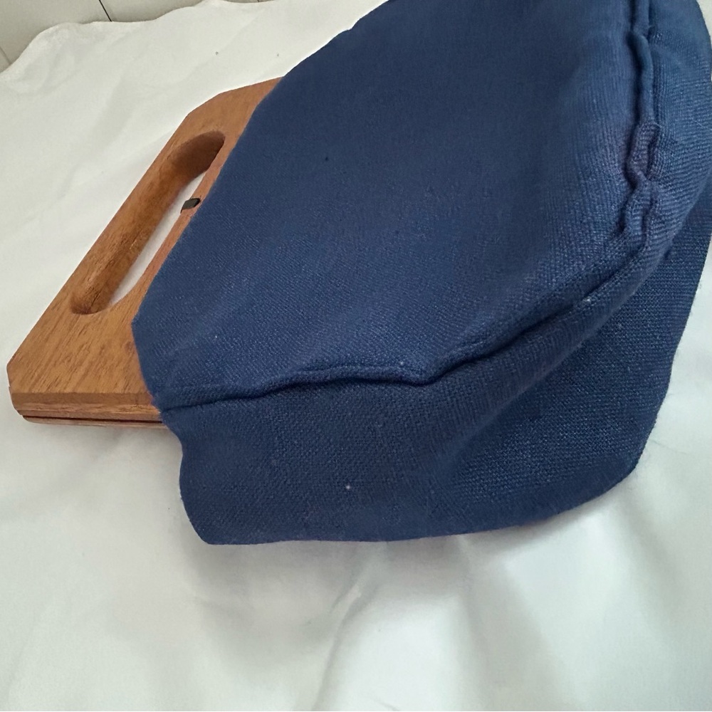 Trimingham’s  Bermuda bag Vintage Blue Handbag wood handle Monogram C purse MCM - Picture 4 of 16